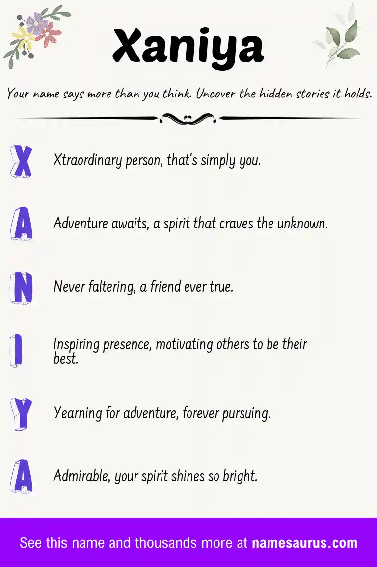 Acrostic poem about Xaniya.