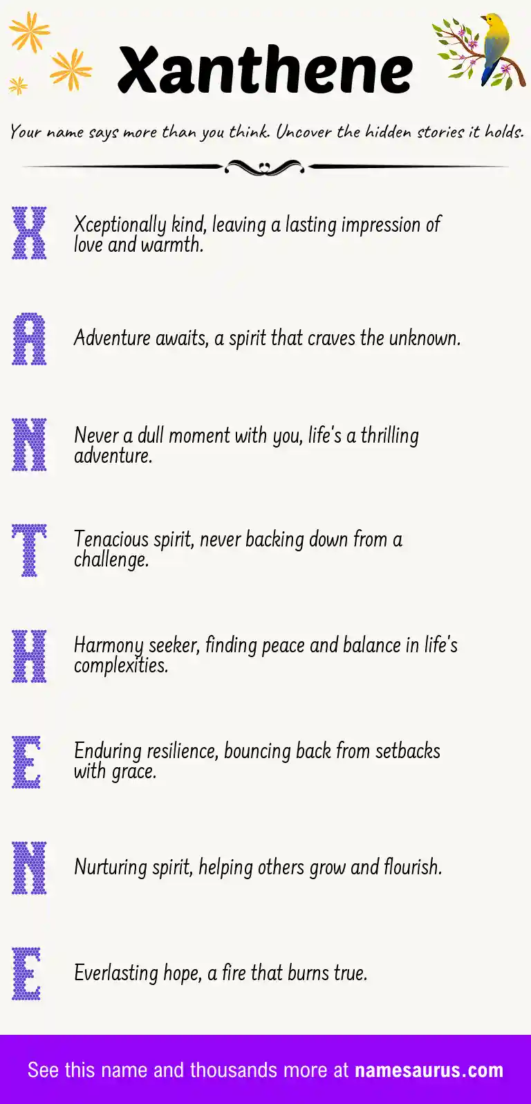 Acrostic poem about Xanthene.