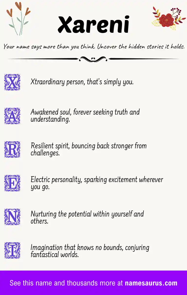 Acrostic poem about Xareni.