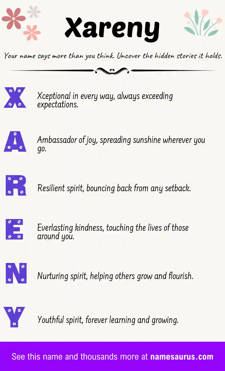 Acrostic poem about Xareny.