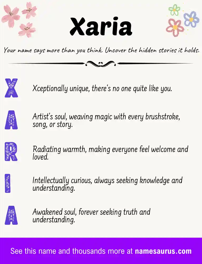 Acrostic poem about Xaria.
