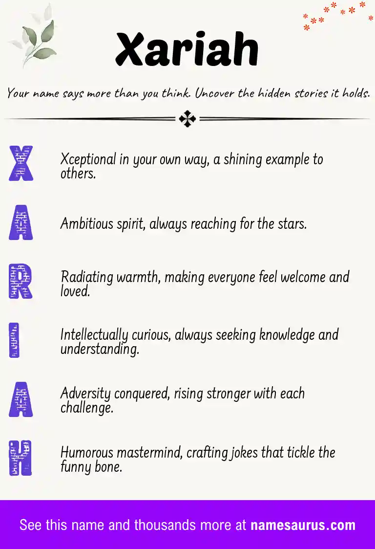 Acrostic poem about Xariah.