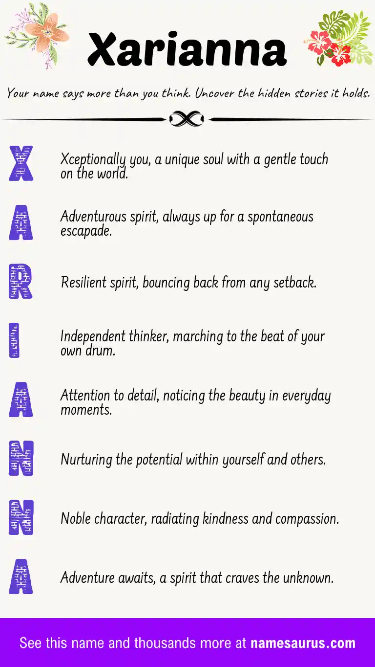 Acrostic poem about Xarianna.