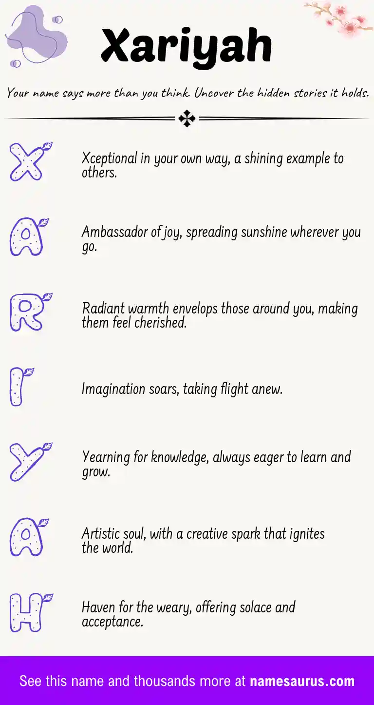 Acrostic poem about Xariyah.