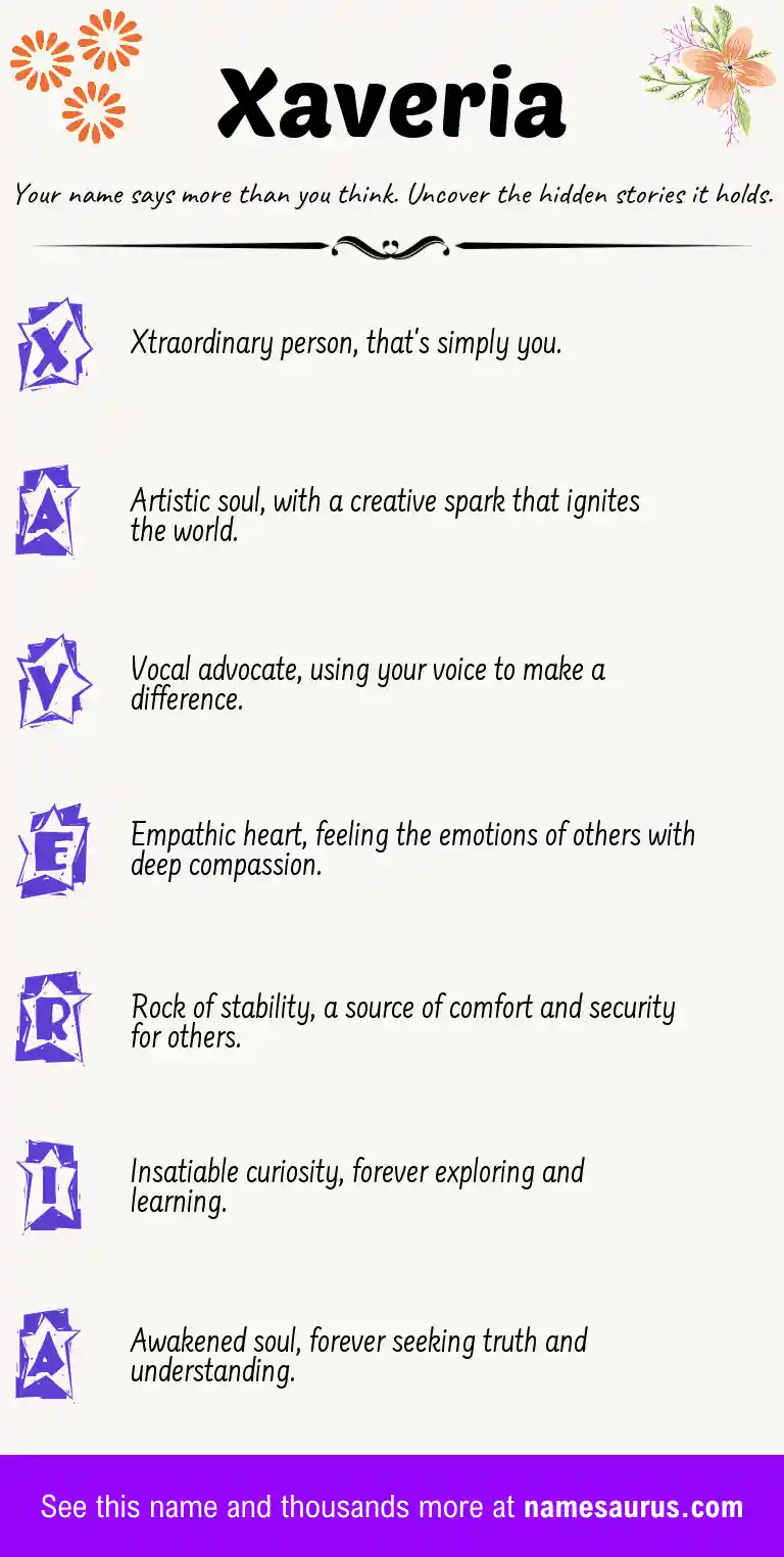Acrostic poem about Xaveria.