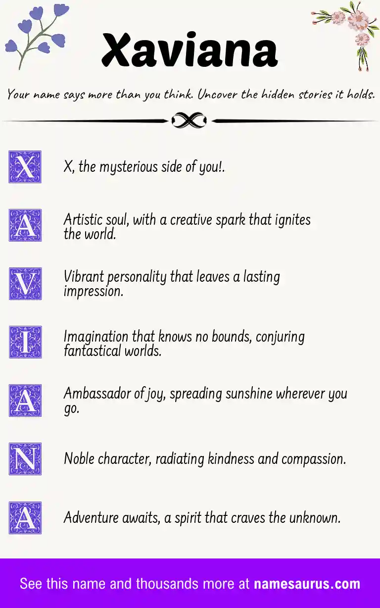 Acrostic poem about Xaviana.