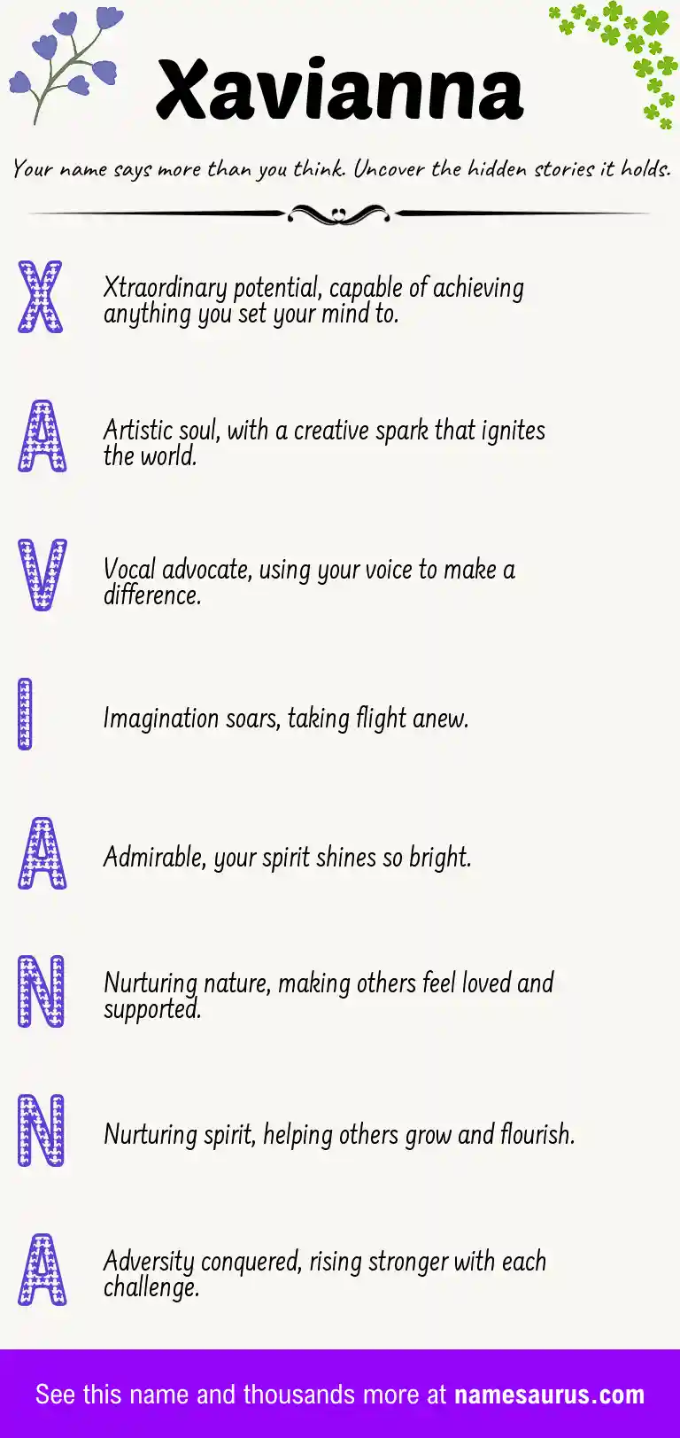 Acrostic poem about Xavianna.