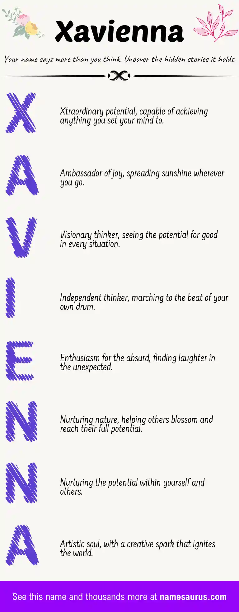 Acrostic poem about Xavienna.