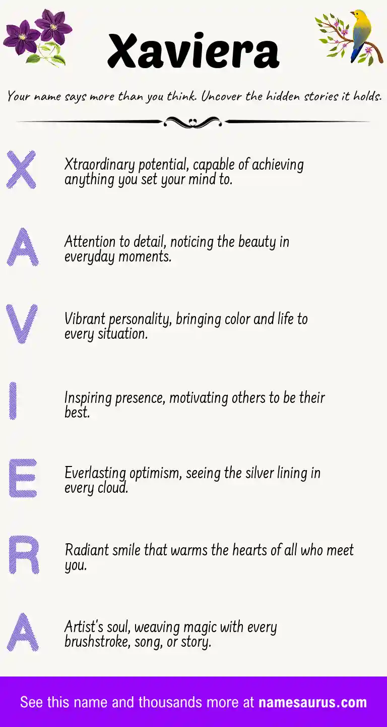Acrostic poem about Xaviera.