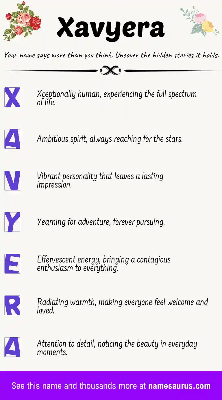Acrostic poem about Xavyera.