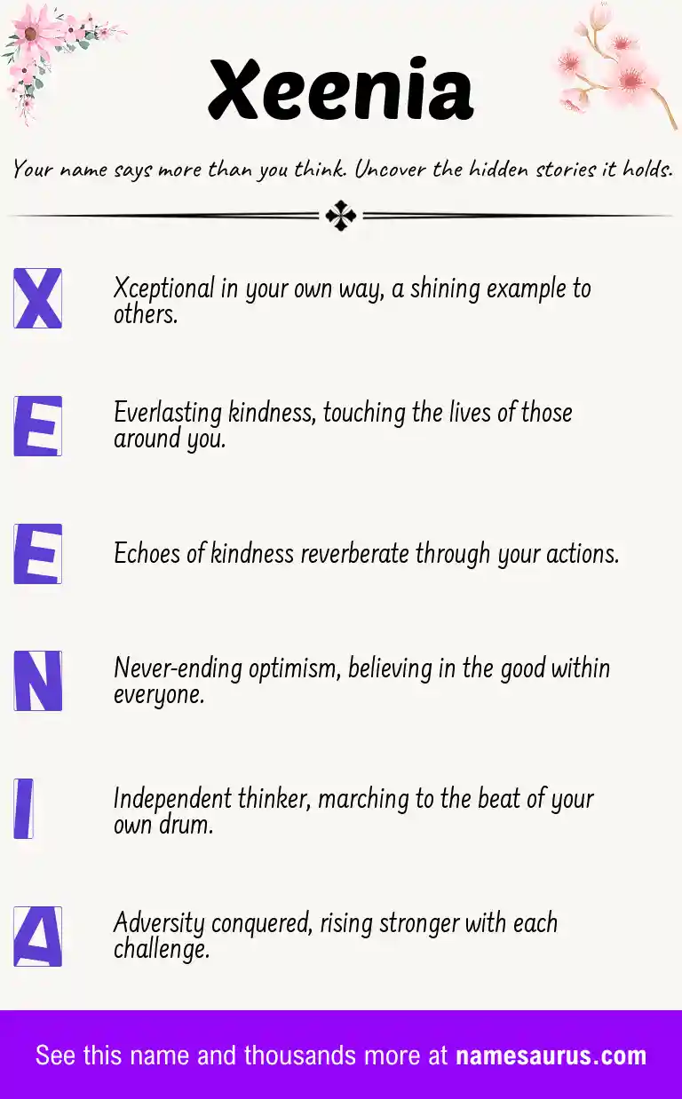Acrostic poem about Xeenia.