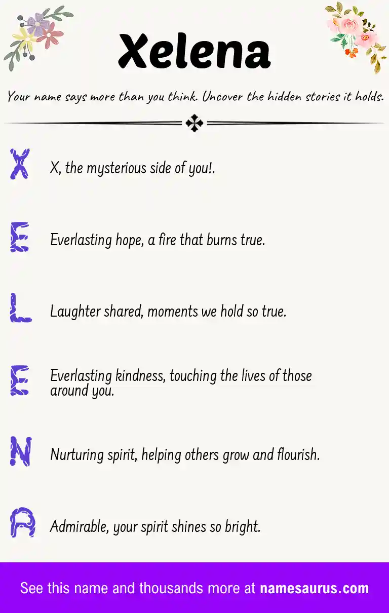 Acrostic poem about Xelena.