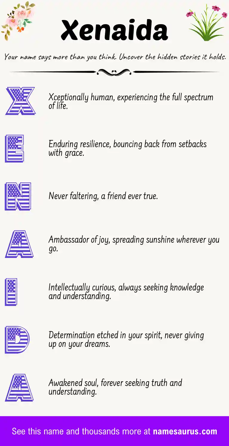 Acrostic poem about Xenaida.