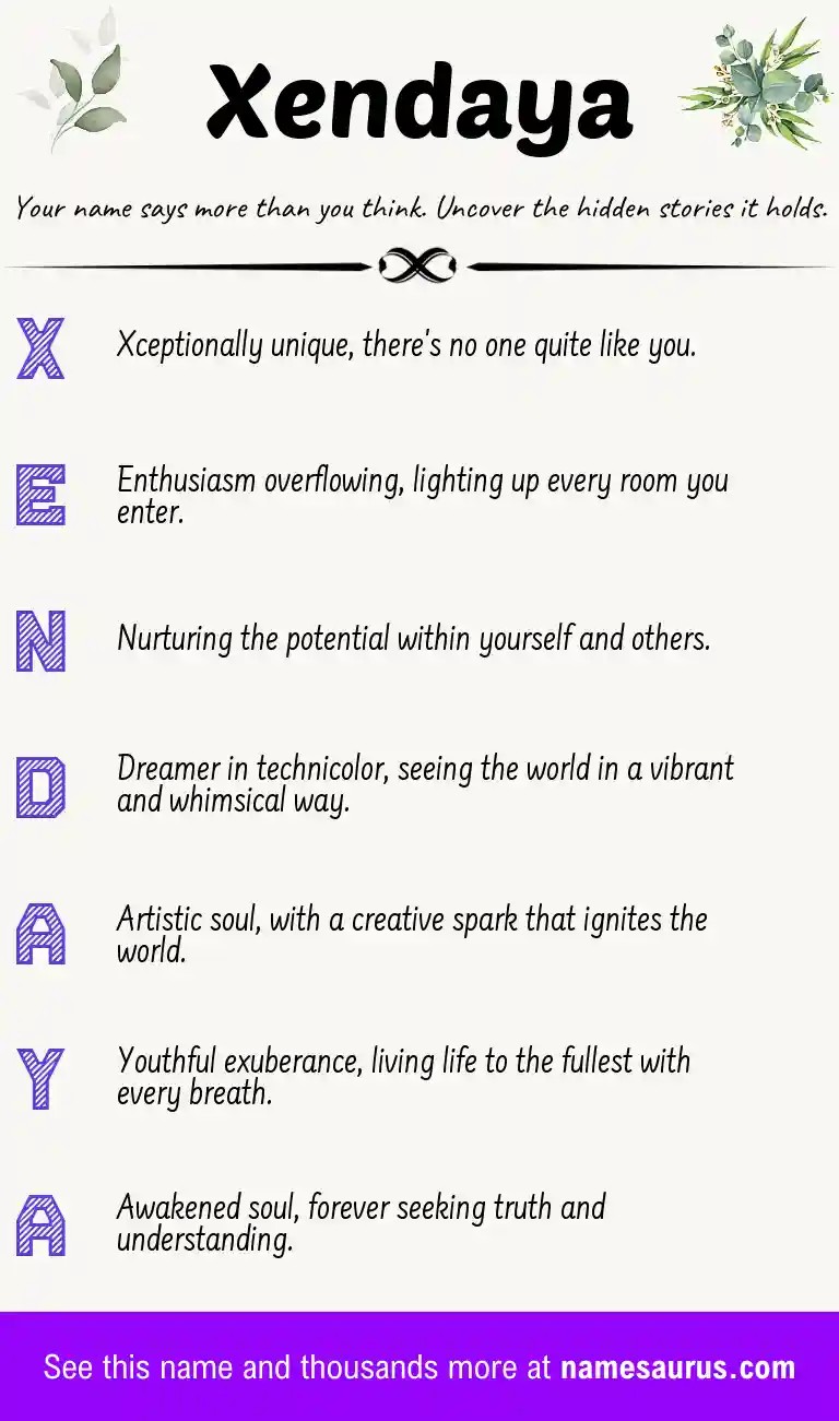 Acrostic poem about Xendaya.