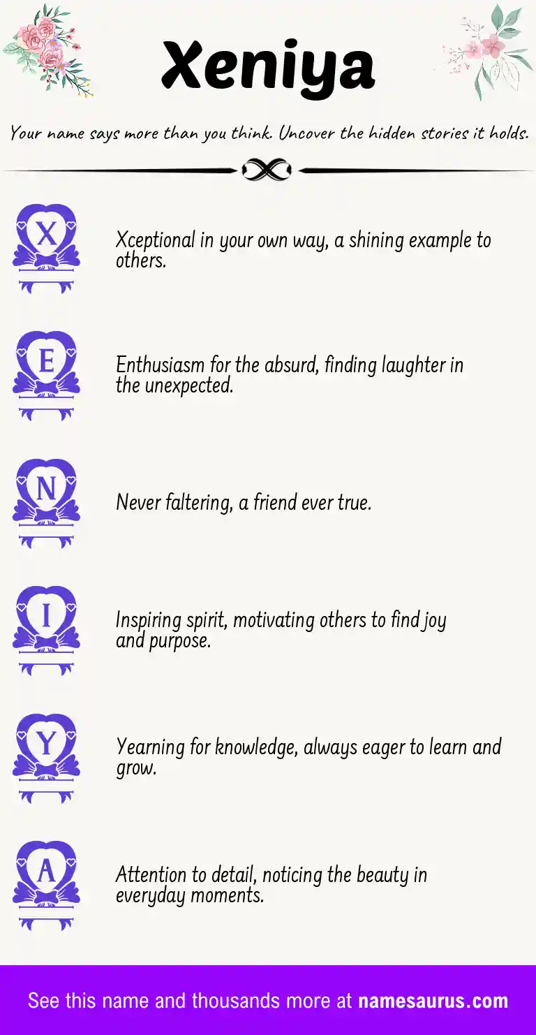 Acrostic poem about Xeniya.