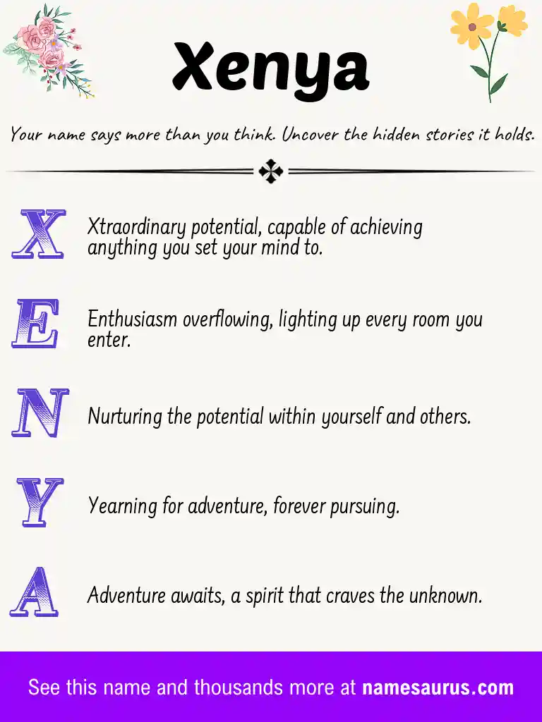 Acrostic poem about Xenya.