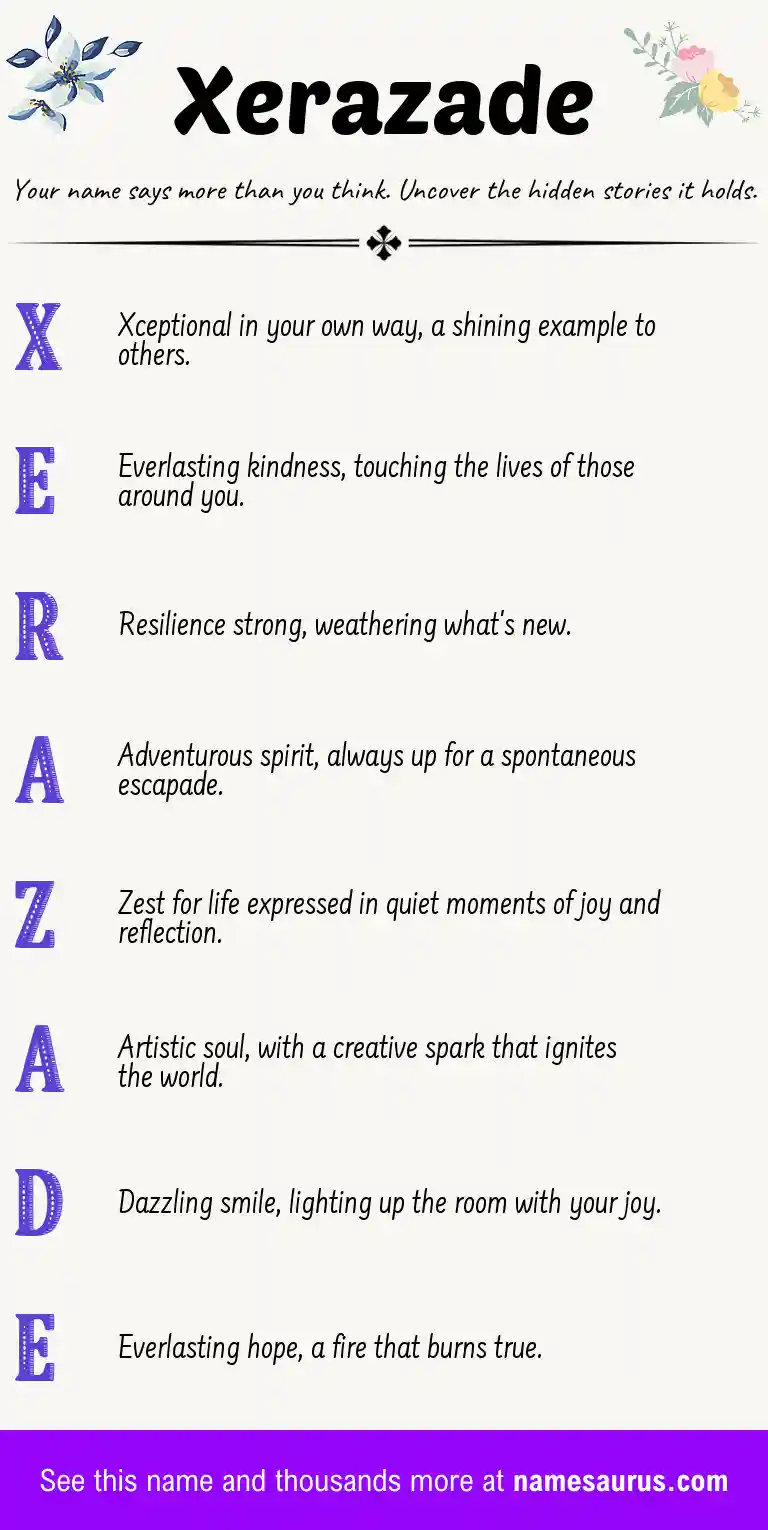 Acrostic poem about Xerazade.