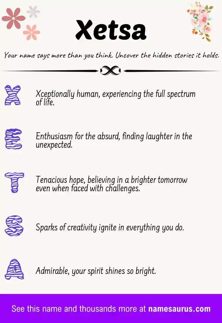 Acrostic poem about Xetsa.