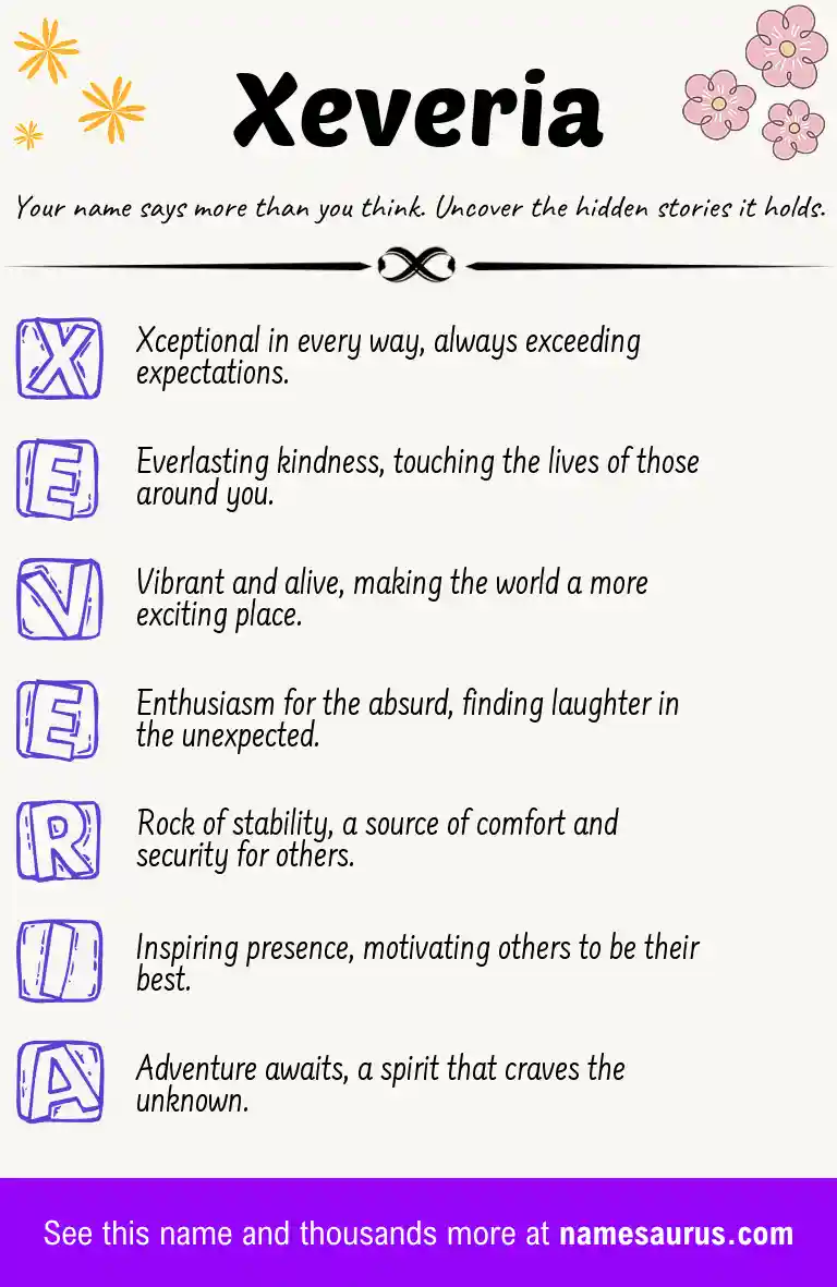 Acrostic poem about Xeveria.