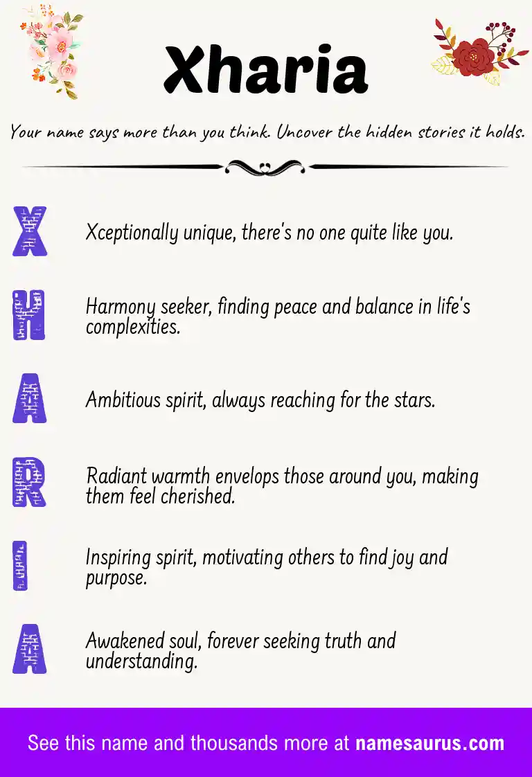 Acrostic poem about Xharia.
