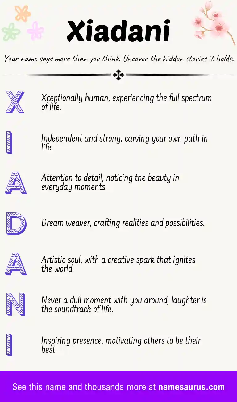 Acrostic poem about Xiadani.