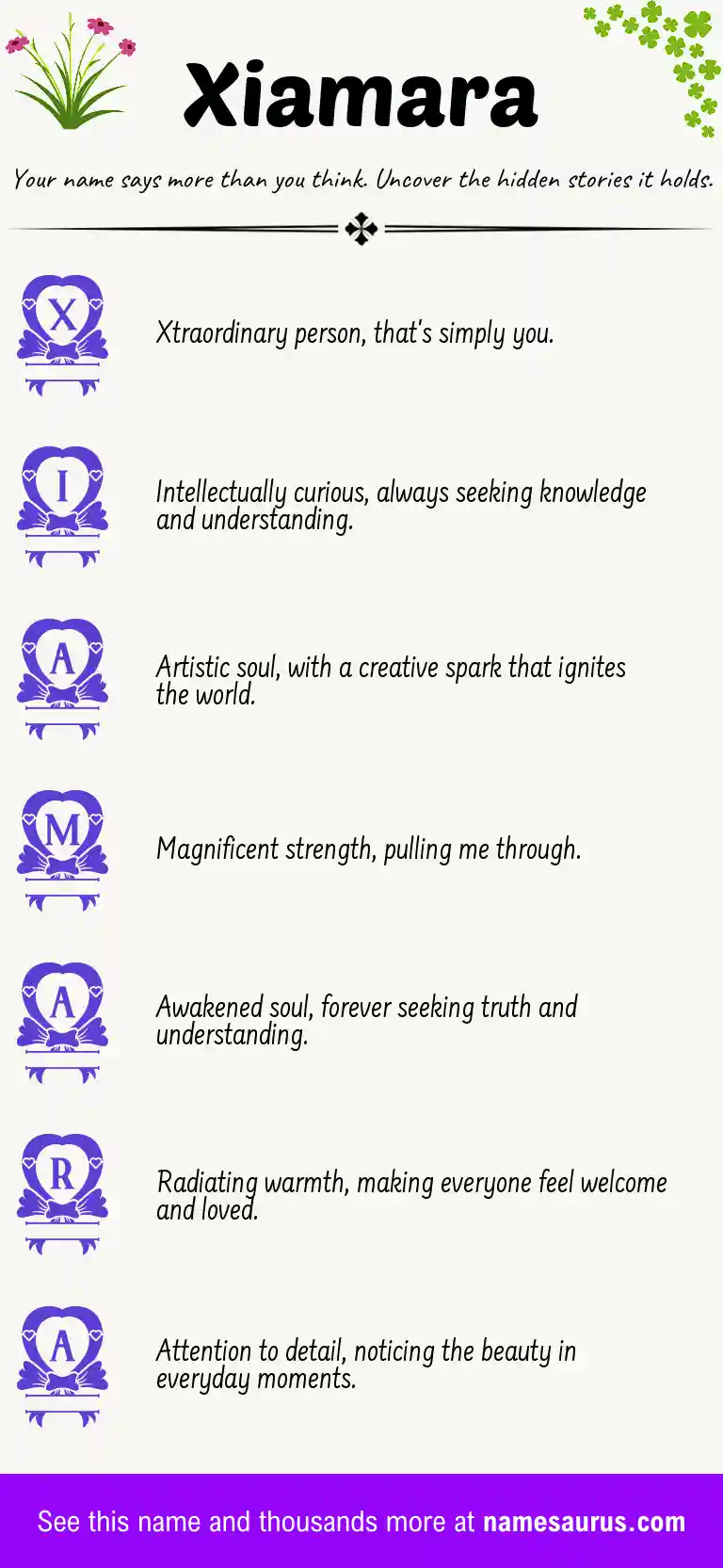 Acrostic poem about Xiamara.