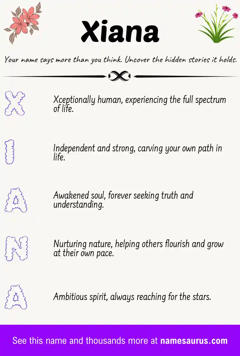 Acrostic poem about Xiana.