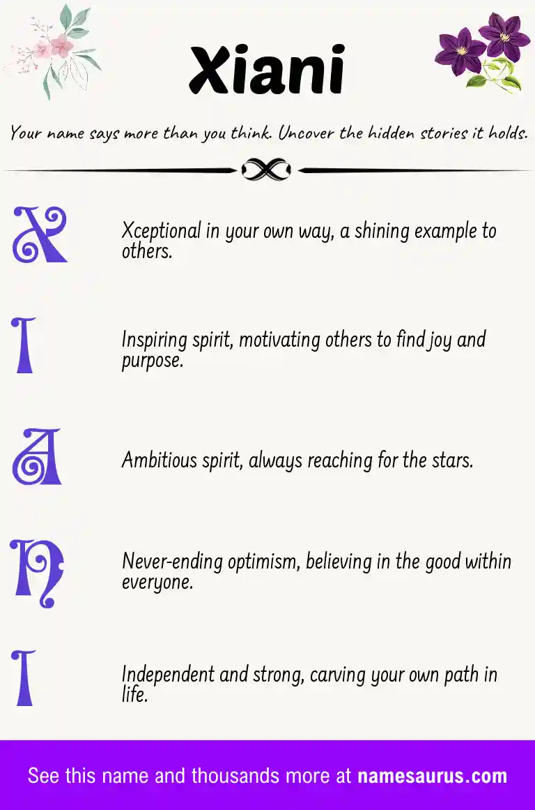 Acrostic poem about Xiani.