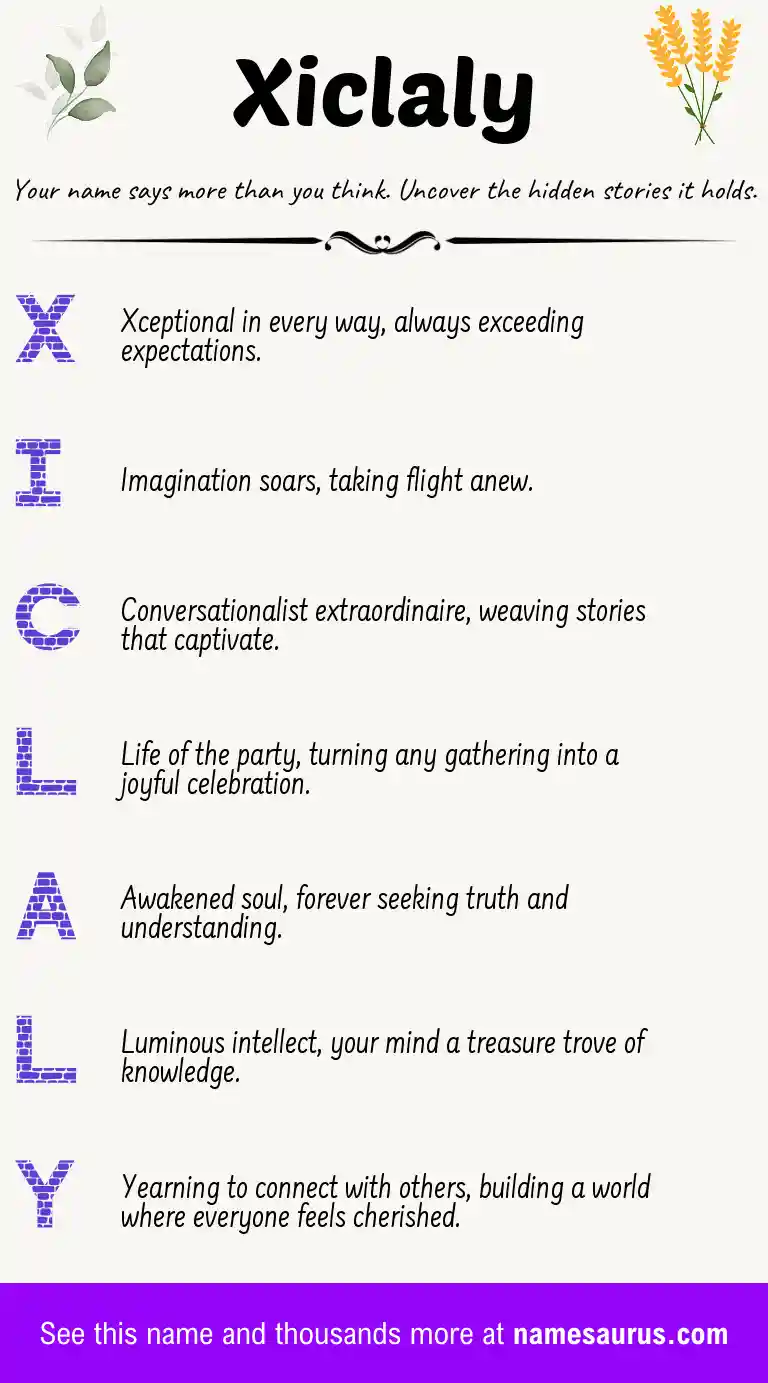 Acrostic poem about Xiclaly.