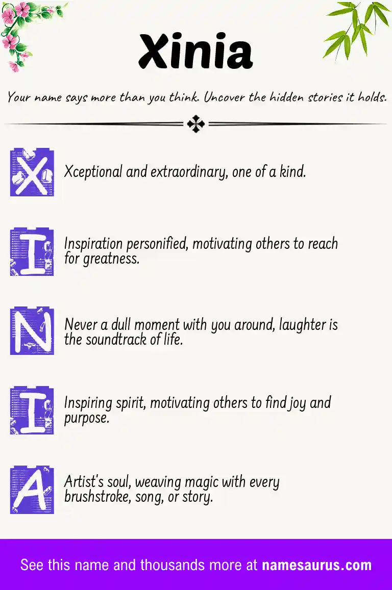 Acrostic poem about Xinia.