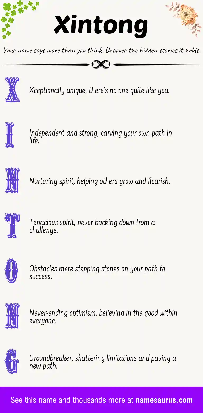Acrostic poem about Xintong.