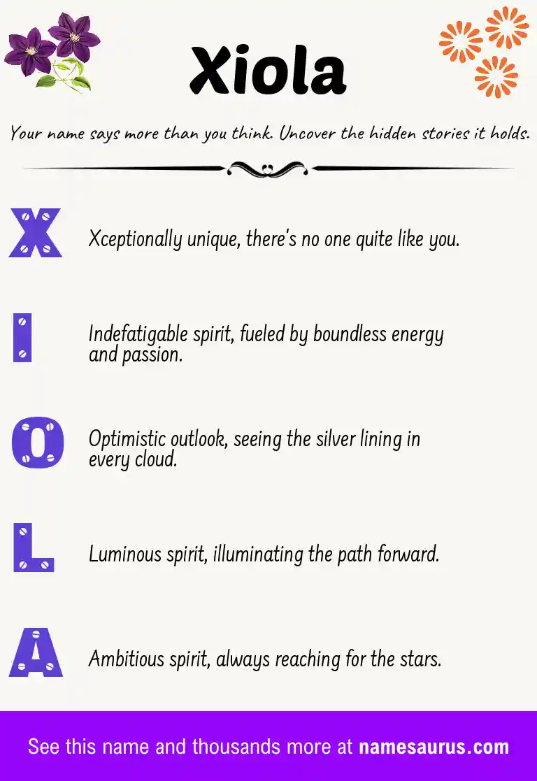 Acrostic poem about Xiola.