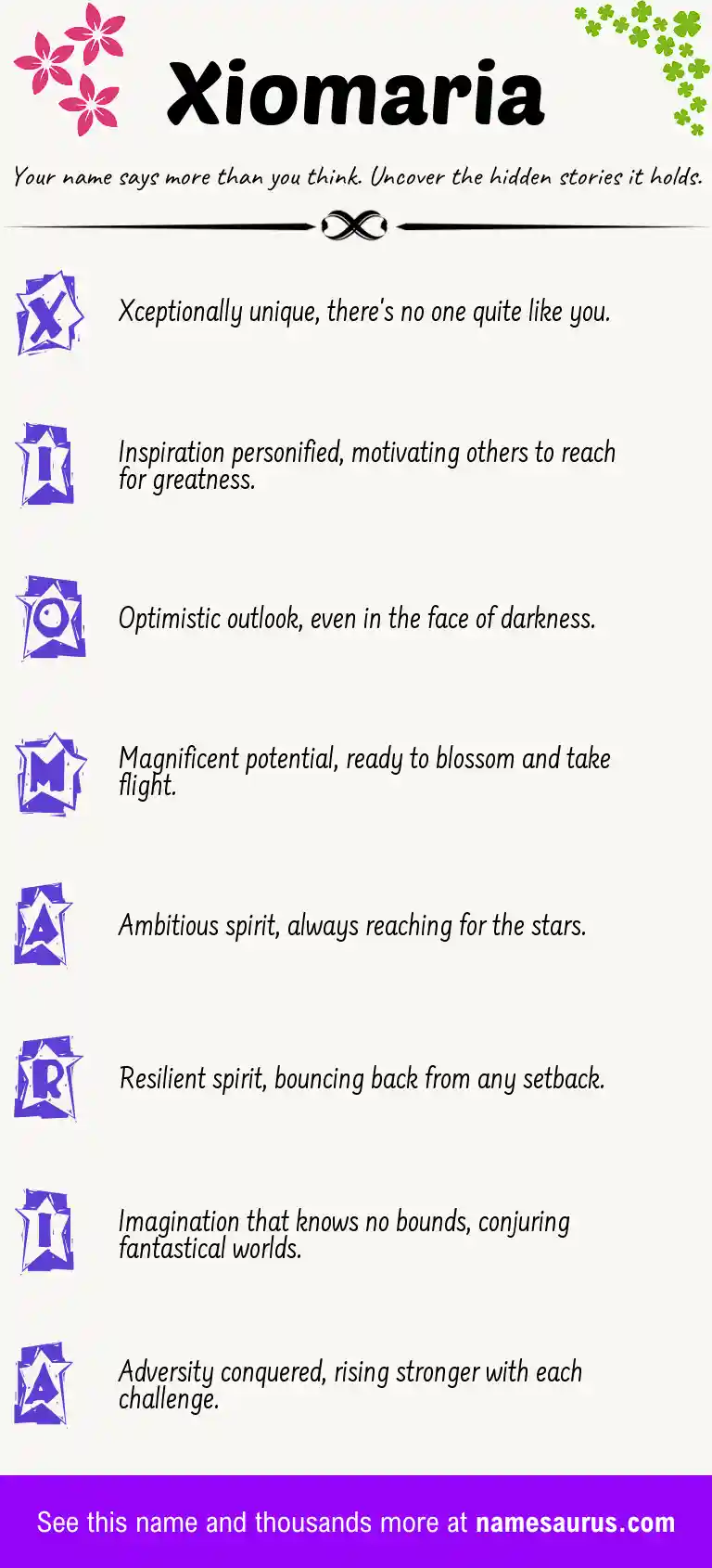 Acrostic poem about Xiomaria.