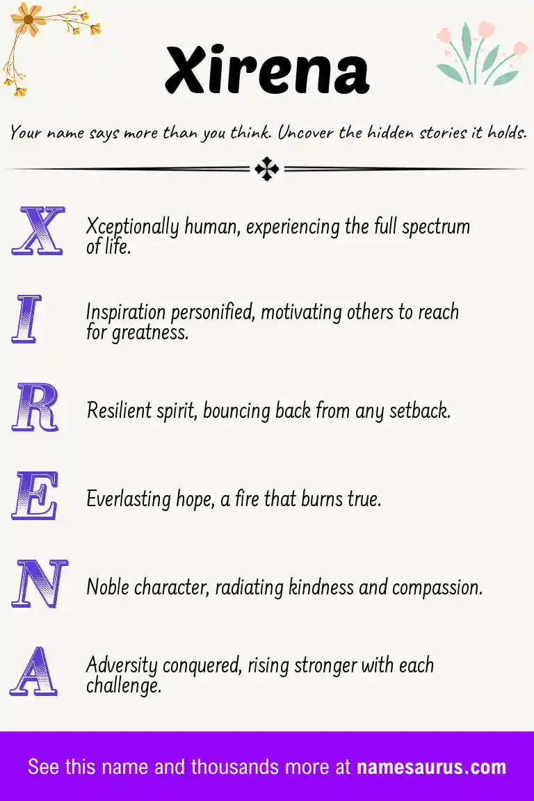 Acrostic poem about Xirena.
