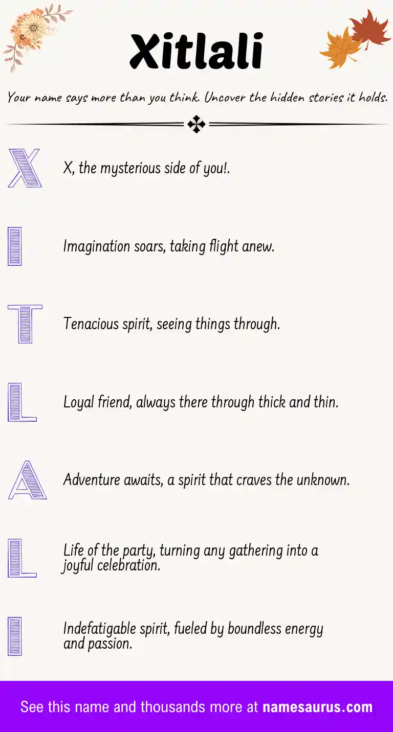 Acrostic poem about Xitlali.
