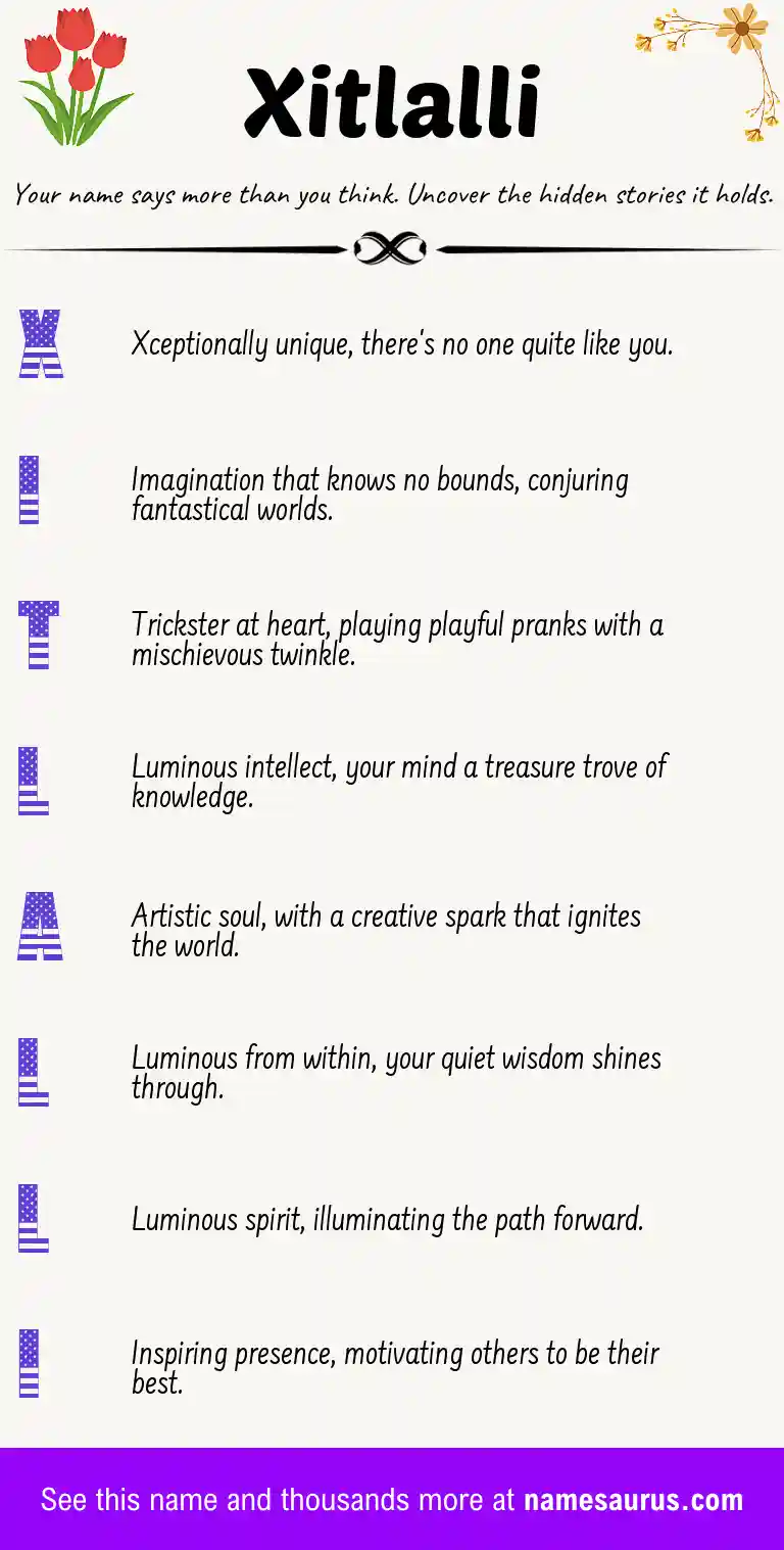 Acrostic poem about Xitlalli.