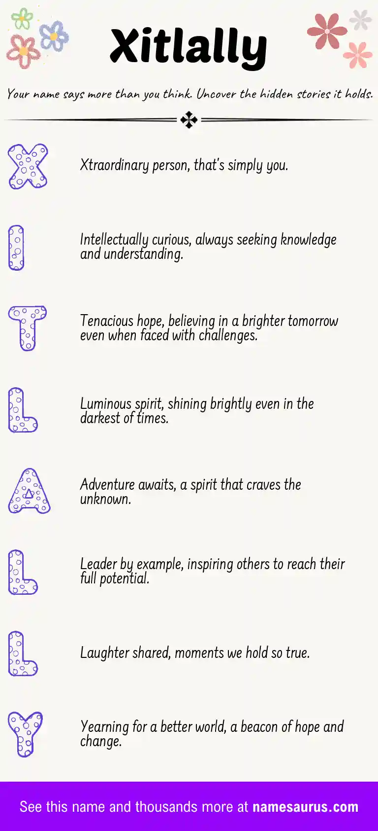 Acrostic poem about Xitlally.