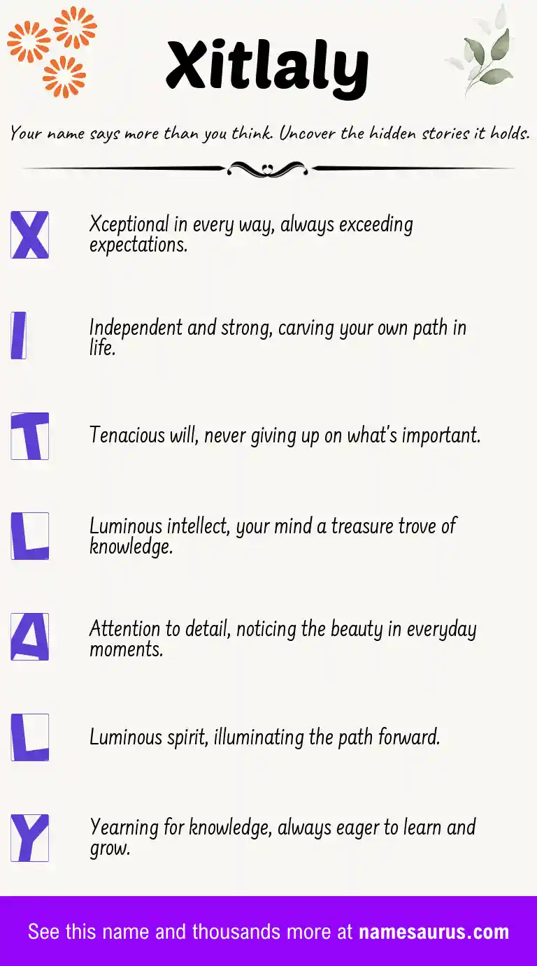Acrostic poem about Xitlaly.