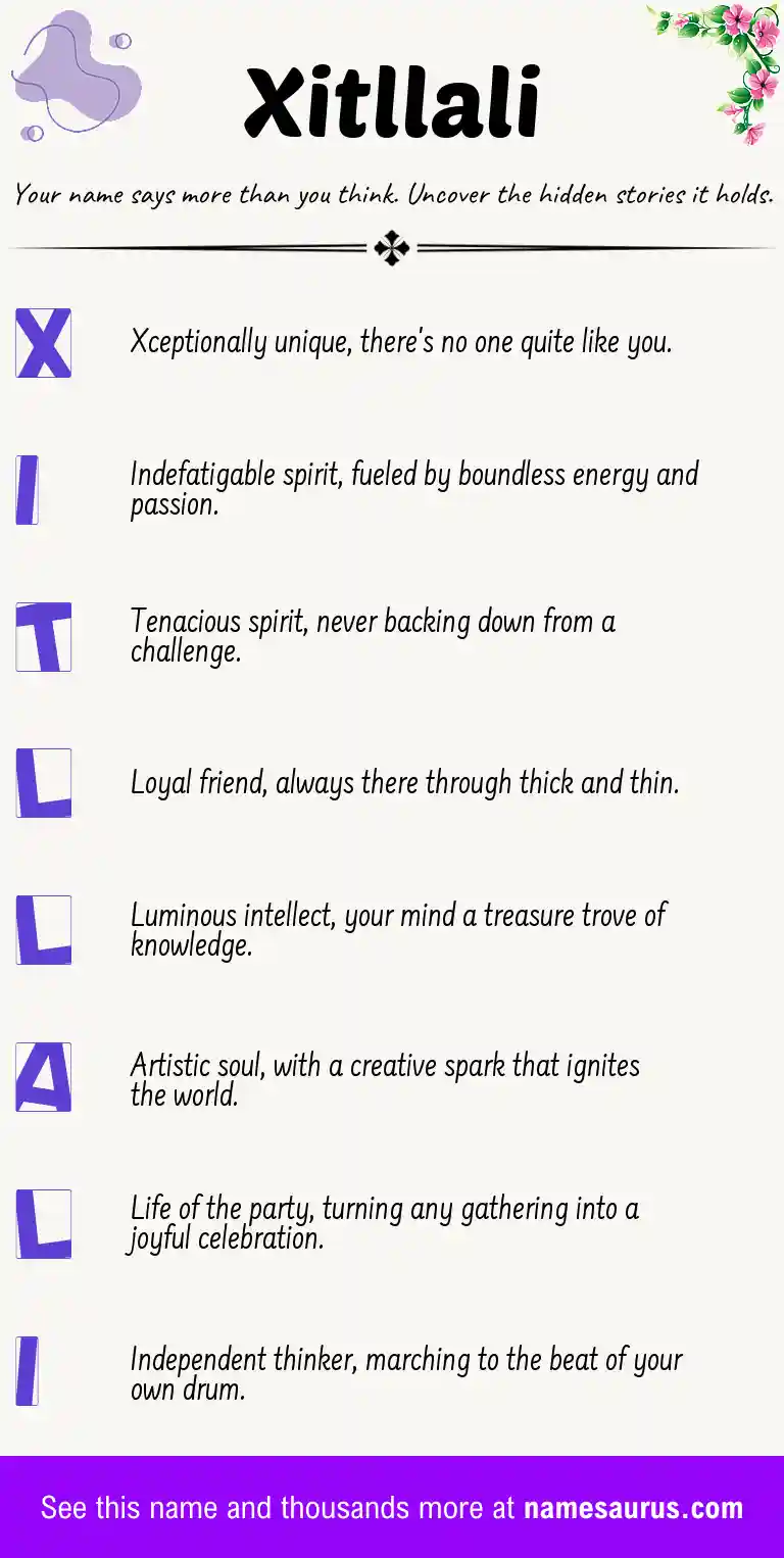 Acrostic poem about Xitllali.