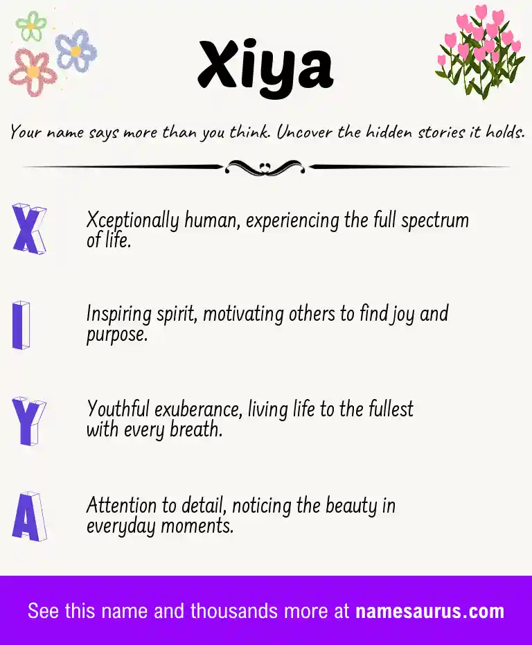 Acrostic poem about Xiya.