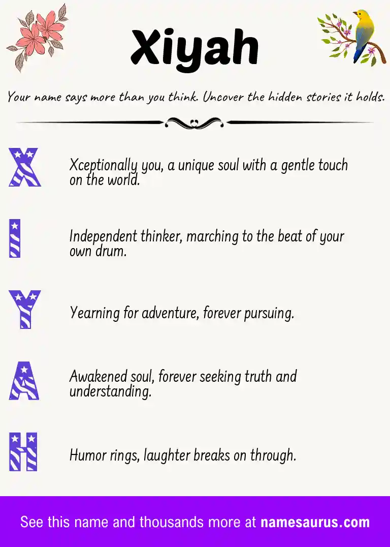 Acrostic poem about Xiyah.