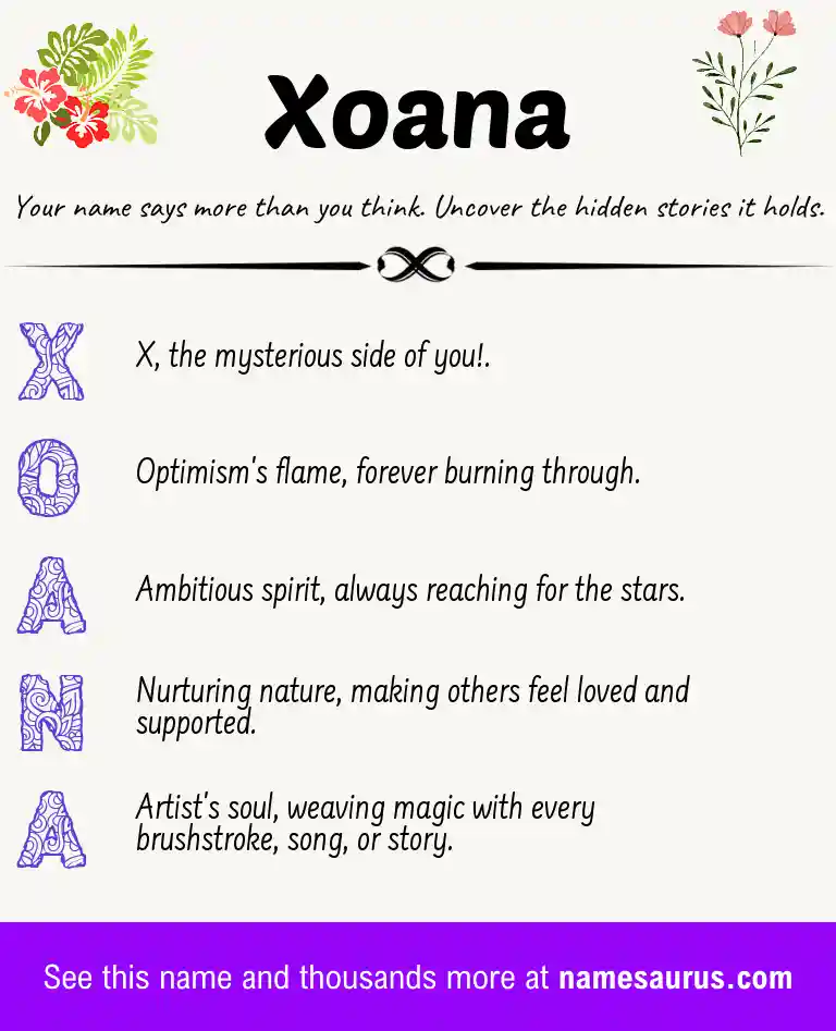 Acrostic poem about Xoana.