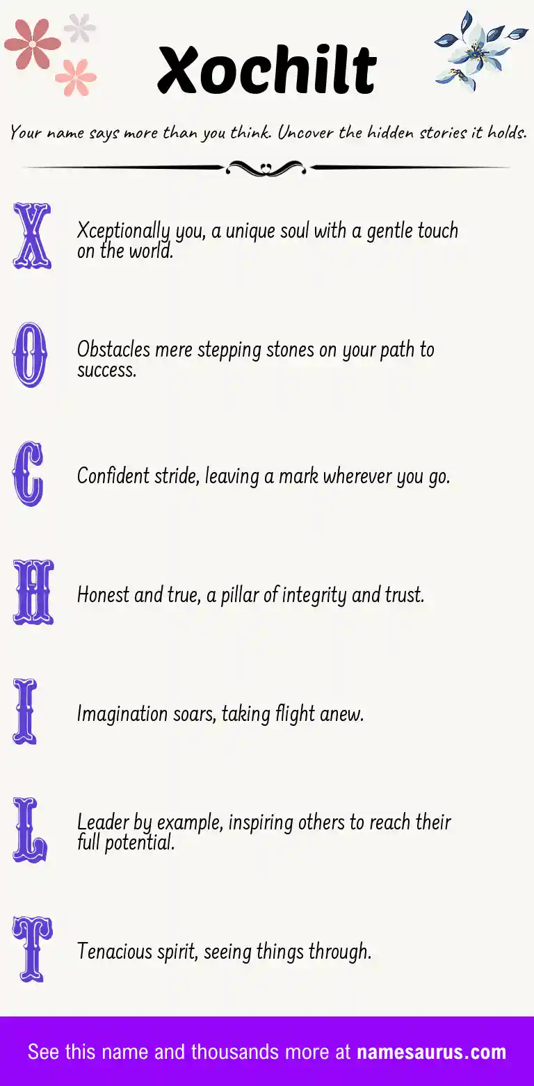 Acrostic poem about Xochilt.