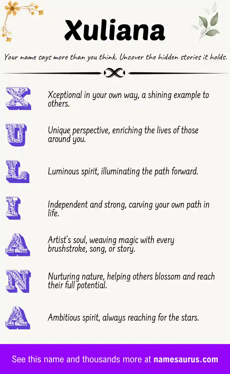 Acrostic poem about Xuliana.