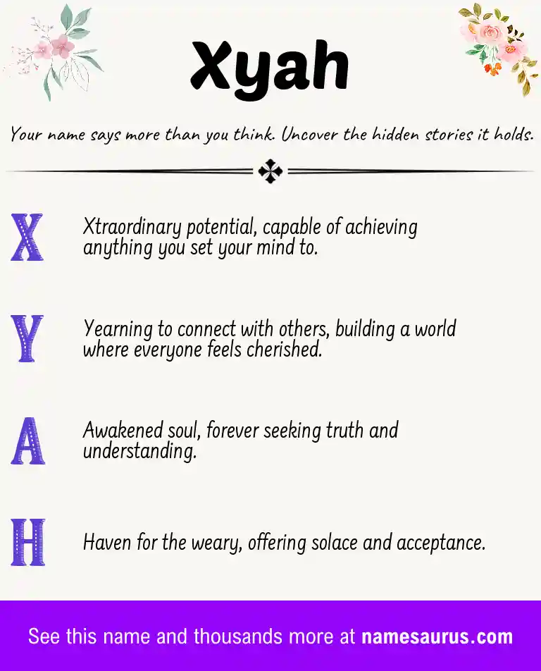Acrostic poem about Xyah.