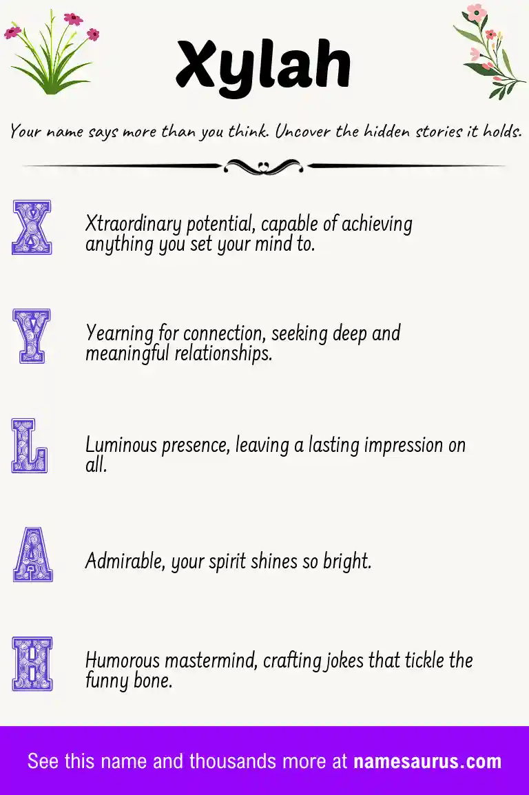 Acrostic poem about Xylah.