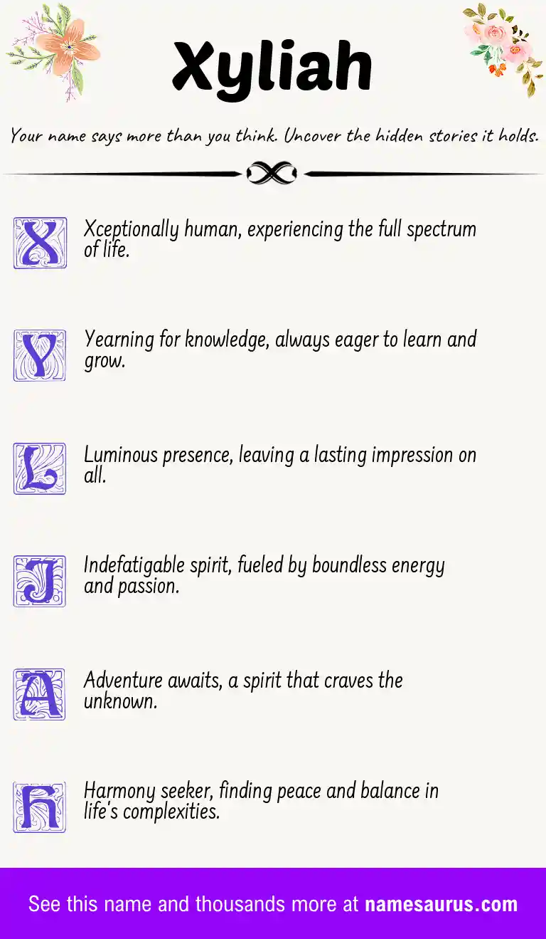 Acrostic poem about Xyliah.