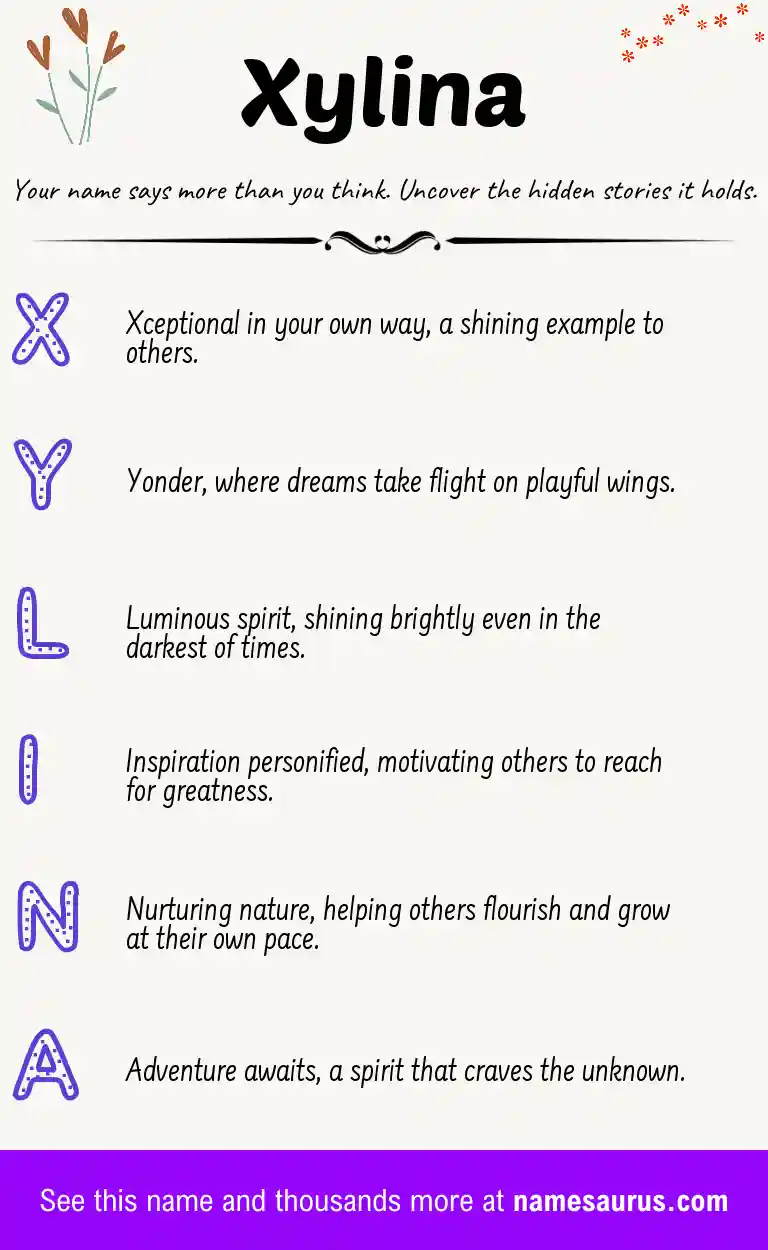 Acrostic poem about Xylina.