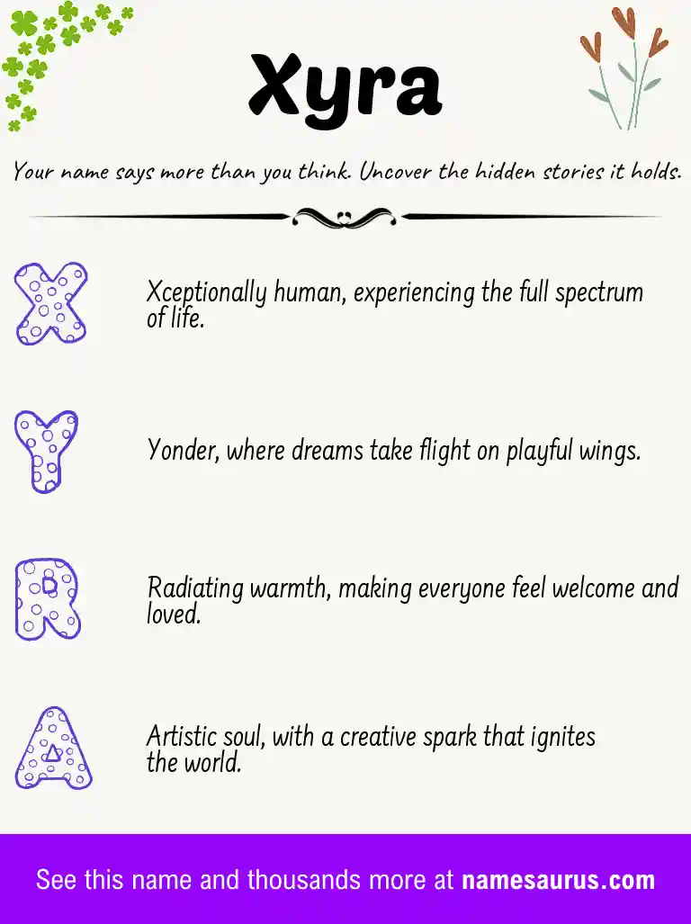 Acrostic poem about Xyra.