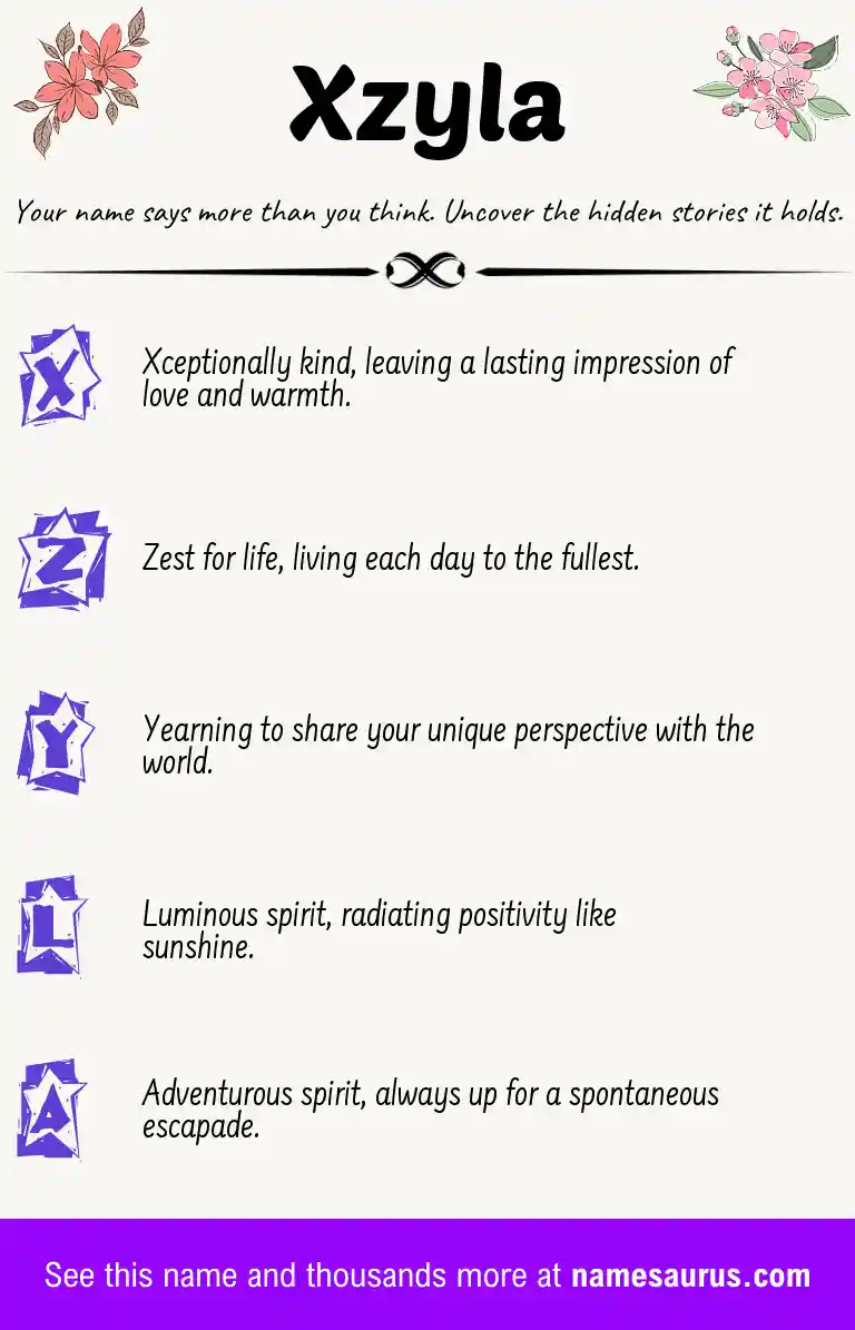 Acrostic poem about Xzyla.
